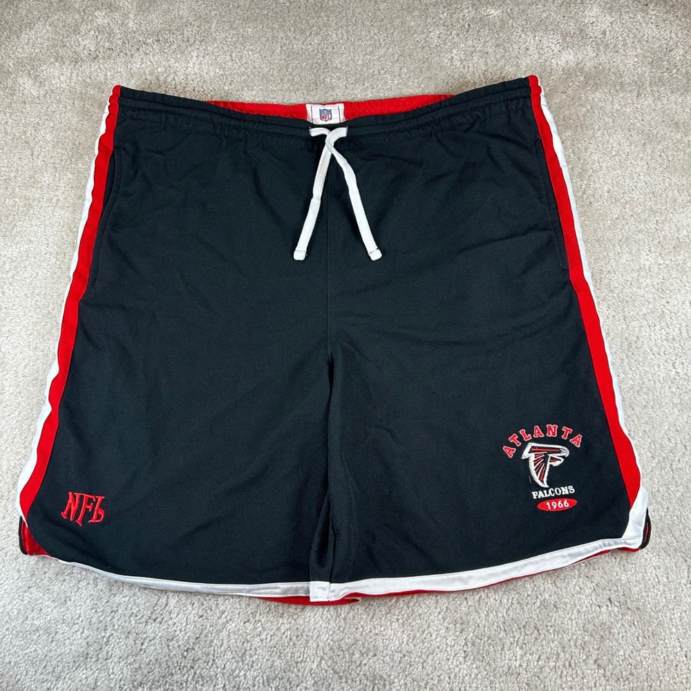 VTG NFL Atlanta Falcons Shorts Men 2XL Red Black Reversible Mesh Satin Athletic